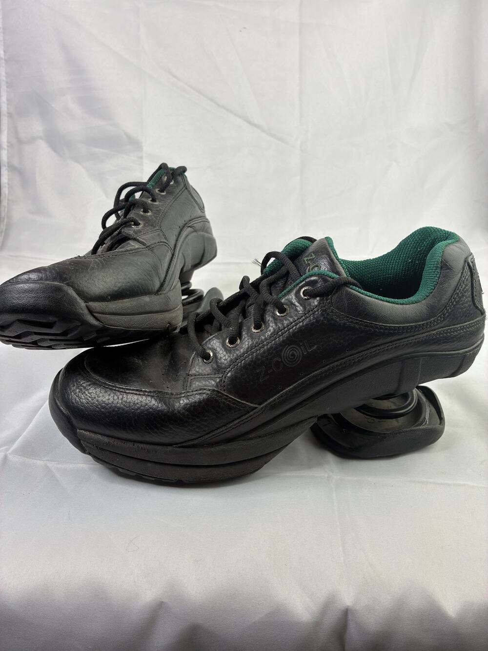 Z-CoiL Mens Size 11 Black Leather Spring Heel Pain Relief Comfort Shoes Korea